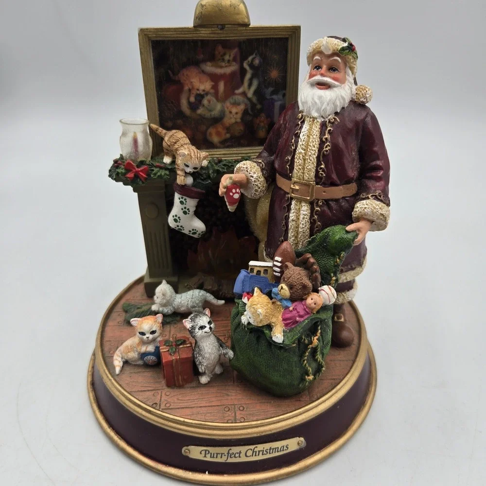 Bradford Exchange Purr-fect Christmas Lught Up Sculpture Christmas Cats Kittens